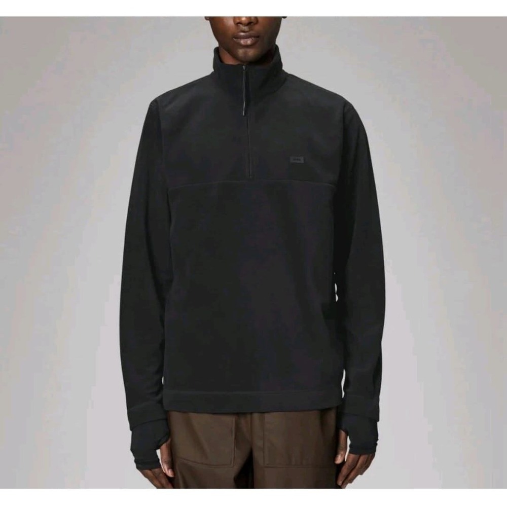 RAINS Black Microfleece Half Zip Pullover‎ Sweatshirt Men Size S
